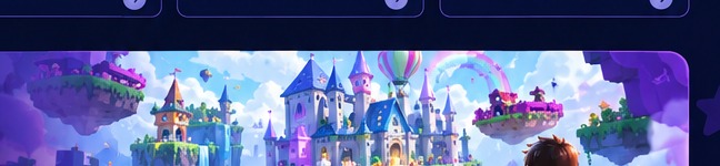 Colorful castle islands used as decorative art for the Wonderland park