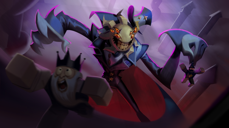Official Wonderland art of a multi-eyed demon form over a Roblox avatar